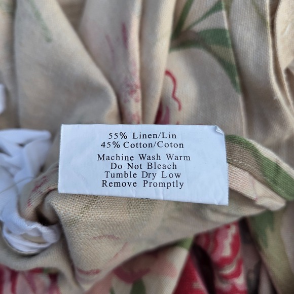 Pottery Barn Marla Duvet King Linen Blend Red Floral Roses Peony Iris Pink - Picture 16 of 16